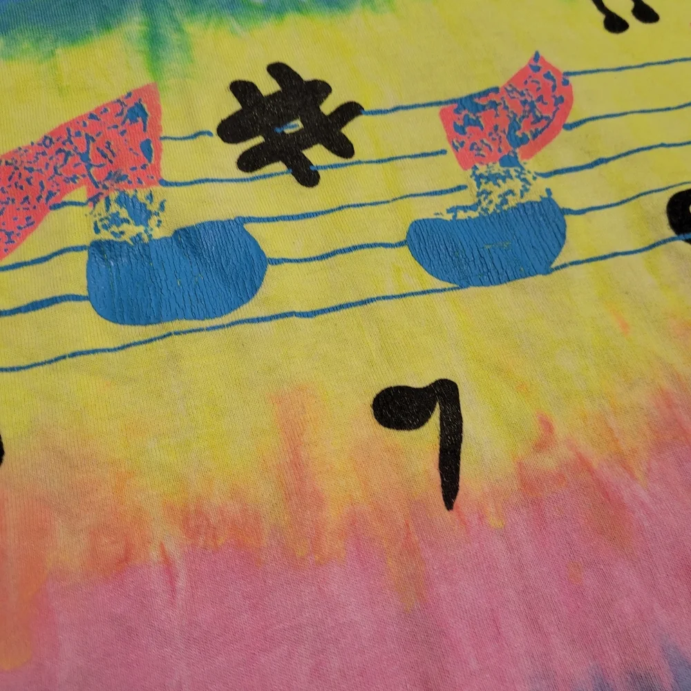 Vintage 1990s L.A. Chic California neon tie-dye music notes t-shirt